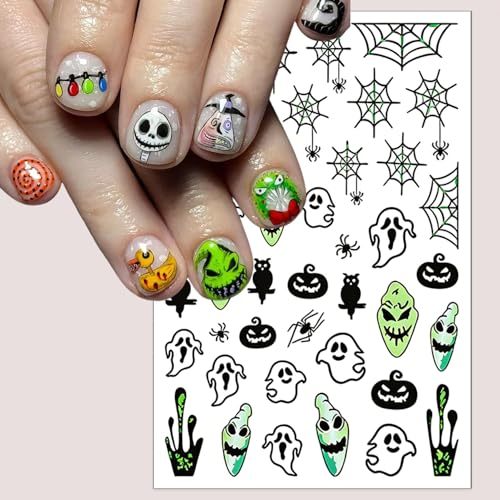 Halloween Nail Stickers Spider Web Ghost Nails - 3D Self-Adhesive Design, Variation Hallowen Style 14