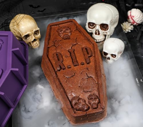 Silicone Coffin Cake Pan - 12 Inch Tombstone Mold for Halloween Baking - Variation: Coffin