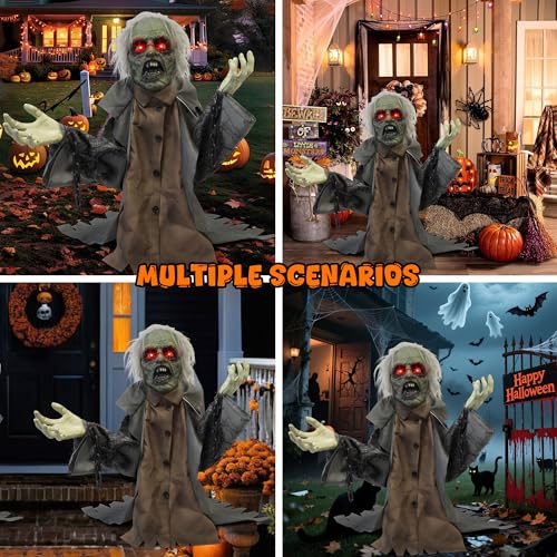 Halloween Animatronic Zombie Decoration with Sound Activation - Groundbreaker Prisoner