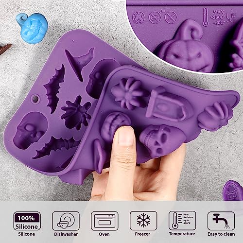 Halloween Silicone Candy & Chocolate Molds 3D Skull Pumpkin Bat 18-Cavity - Webake Halloween