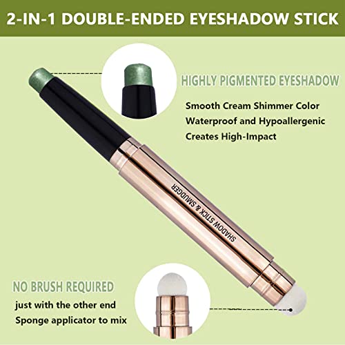Bright Green Eyeshadow Stick Makeup - A15 Shimmer Waterproof & Hypoallergenic