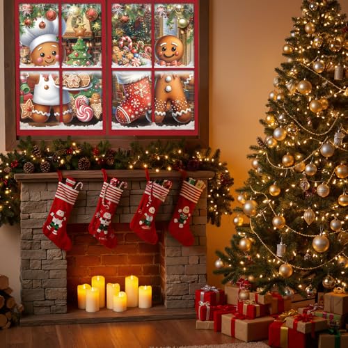 Christmas Gingerbread Man Curtain Set - 4 Piece Holiday Window Decor - Variation: Gingerbread Man