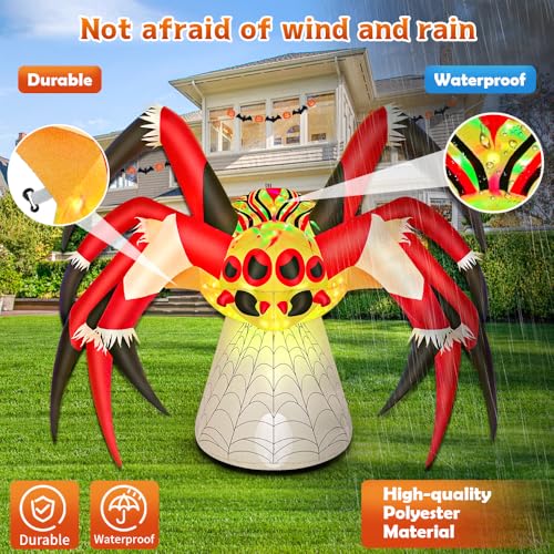 6FT Halloween Inflatable Spider Decoration with LED Lights Outdoor Yard Decor