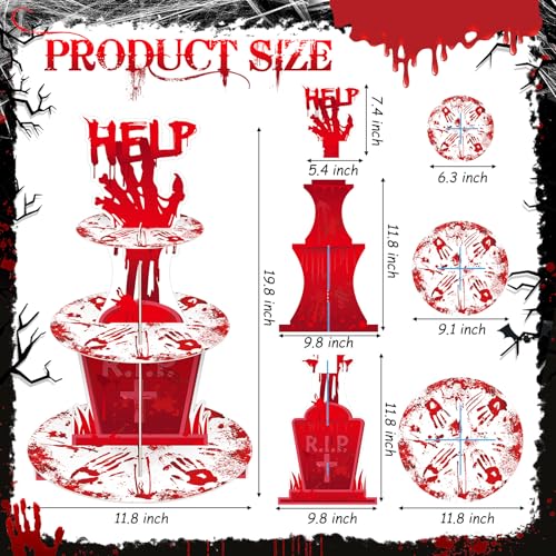 Halloween Bloody Cupcake Stand - 3 Tier Gory Dessert Display for Parties