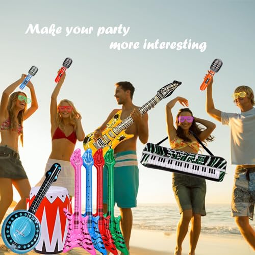 Inflatable Guitar Set - 36 Pack Music Party Props for Kids & Events