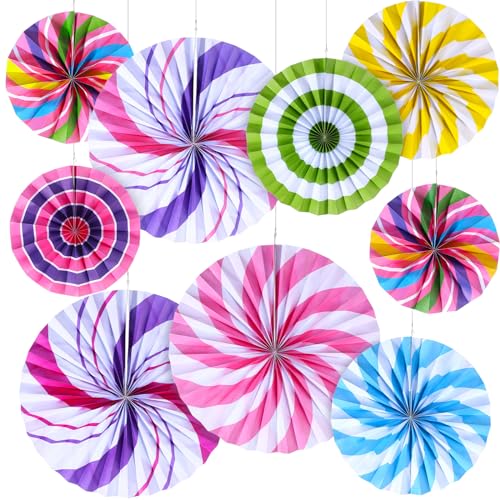 Candy Themed Hanging Paper Fans - 27 Piece Party Decorations - Classic Variation