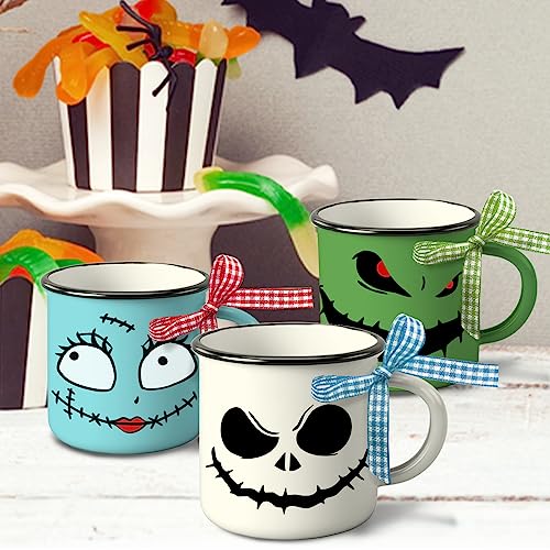 Halloween Mini Coffee Mug Set of 3 - Spooky Faces & Jack Skellington - Halloween Decor