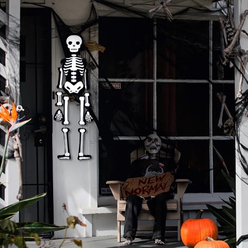 47 Inch Halloween Skeleton Pillow Spooky Plush Decor - Life Size Skull Cushion