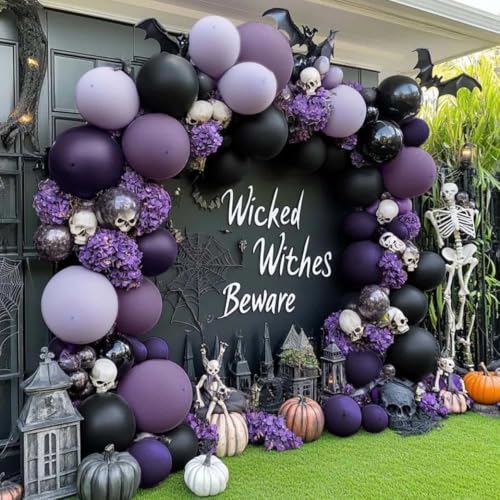 Black Purple Balloon Arch Kit Double Stuffed Dark Purple & Black Halloween Party Decorations – Variation of THIS listing