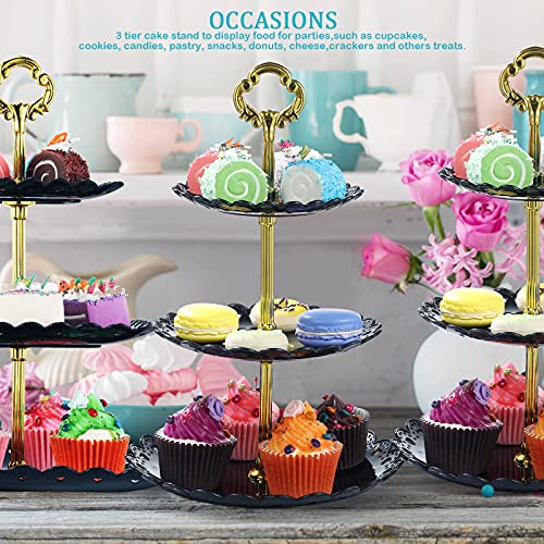 Honeydak 3 Sets 3-Tier Cupcake Stand Cake Dessert Display - Black
