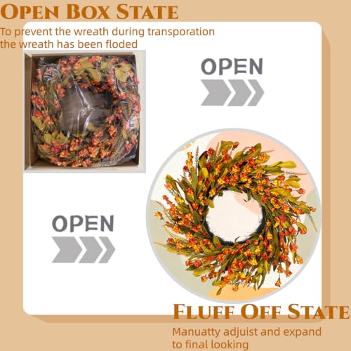 Fall Orange Wreath - 24-Inch Handmade Fall Harvest Farmhouse Decor - Variation of THIS listing