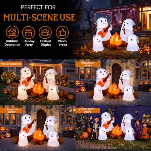 6FT Halloween Inflatable Ghost Yard Decoration with Campfire Scene