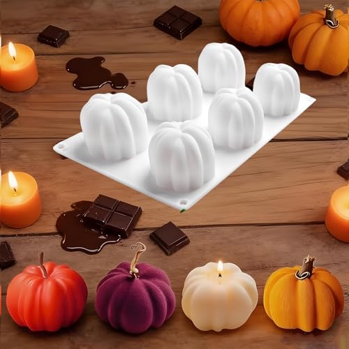 Pumpkin Silicone Mold 6 Cavities for Halloween & Thanksgiving - White / Medium / 1