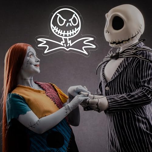 White Jack Skellington Neon Sign Dimmable Wall Light Halloween Christmas Decor