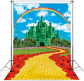 Green Castle Rainbow Floral Backdrop 8x10FT - Baby Shower & Party Decorations