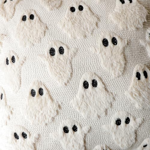 Halloween Pillow Covers 16x16 Set of 2 Beige Ghost Farmhouse Decor