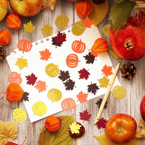 Fall Maple Leaf Pumpkin Confetti for Halloween Thanksgiving Christmas Party Decoration - 2 Bags