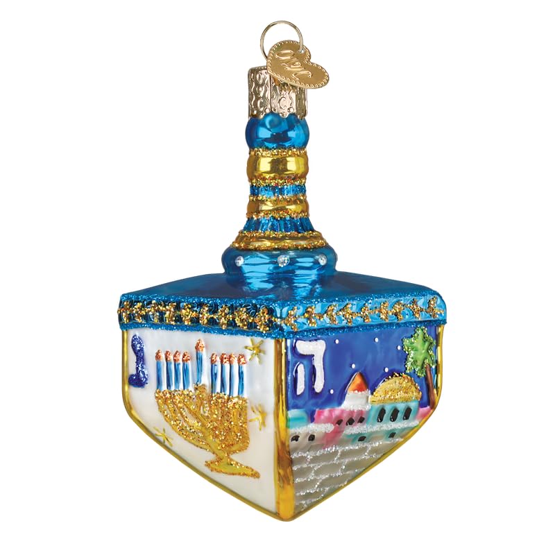 Hanukkah Dreidel Glass Ornament - Handcrafted Holiday Decoration for Christmas Tree