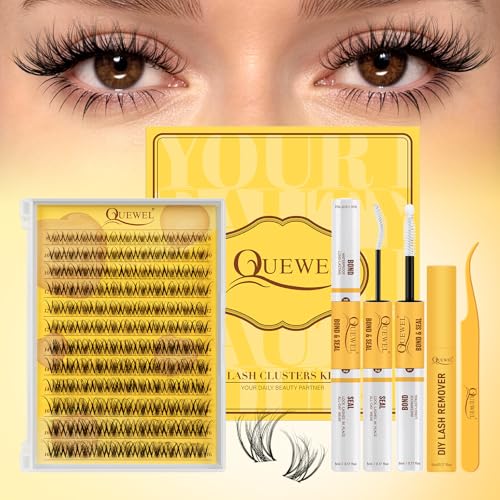 QUEWEL Spider Lash Clusters Kit - Wispy Breeze 8-16mm D Curl 4-in-1 Variation