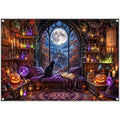 Halloween Window Backdrop 7x5ft Witch Room Banner for Party Decor