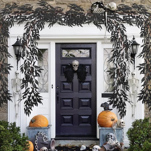 Black Willow Leaves Vine Garland 2 Pack - 5.9Ft Artificial Halloween Decor