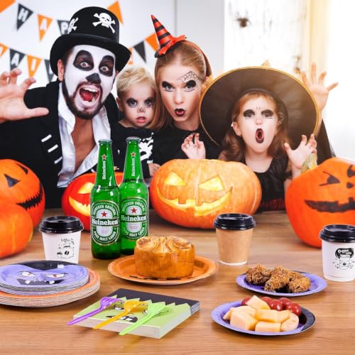 Halloween Paper Plate and Napkin Set for Parties, 96 Pieces