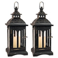 DECORKEY Black Copper Brush Candle Lanterns 2-Pack Indoor Outdoor Home Decor