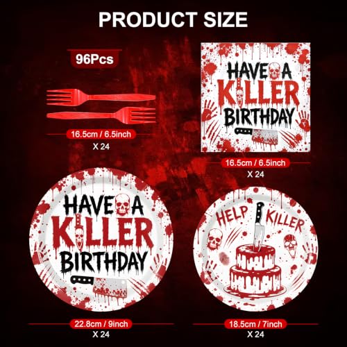 Horror Halloween Disposable Tableware Set - 96 Pieces for Spooky Parties