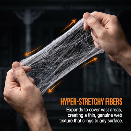 Halloween Spider Web Decor with 100 Fake Spiders - Stretchable & Reusable