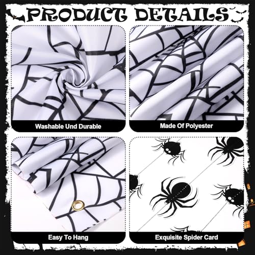 Halloween Spider Web Decorations Set - Hanging Spider Banners & Ornaments