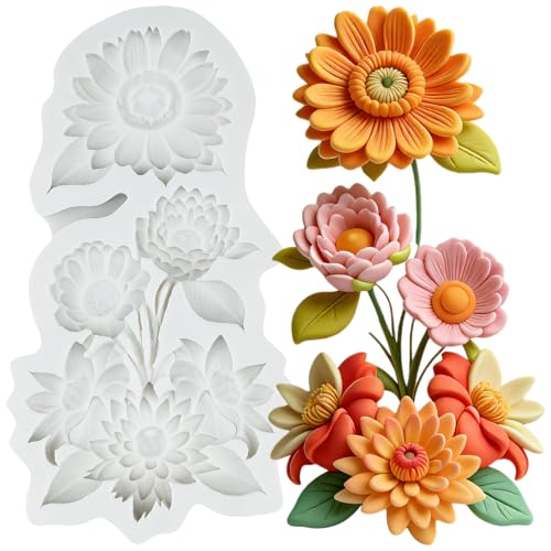 Flower Silicone Mold for Cake Decorating Peony Dahlia Chrysanthemum Style L
