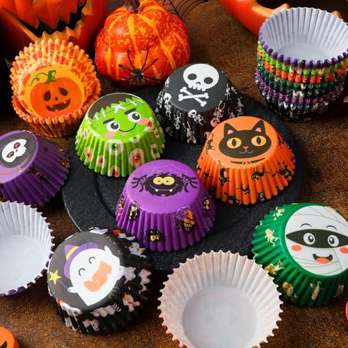 Halloween Cupcake Liners Set - Ghost Pumpkin Spider Baking Cups - Halloween Style, 450 pcs