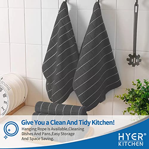 Black Microfiber Dish Towels - Soft, Super Absorbent Kitchen Towels 8 Pack - 26x18 Inches - Lattice Design