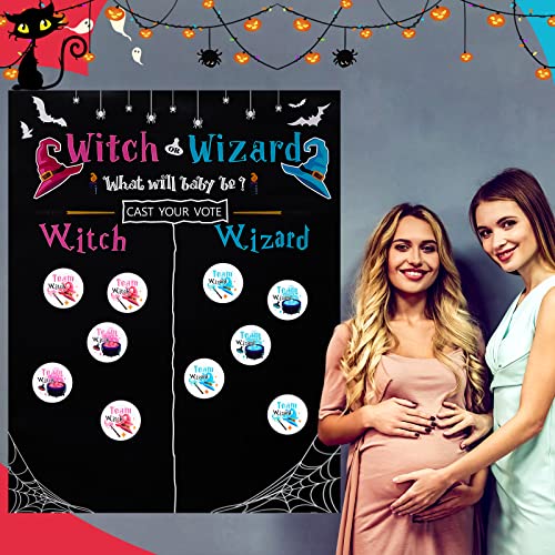 Gender Reveal Party Supplies - Wizard or Witch Decorations & Voting Stickers Set