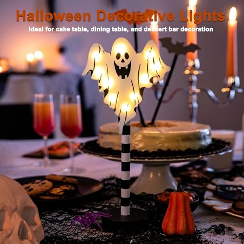 Halloween Wooden Night Light - Ghost Festive Table Lamp for Bedroom & Living Room