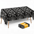 Halloween Spider Web Tablecloth - Black Plastic Disposable Cover - 8 Pack Variation 1