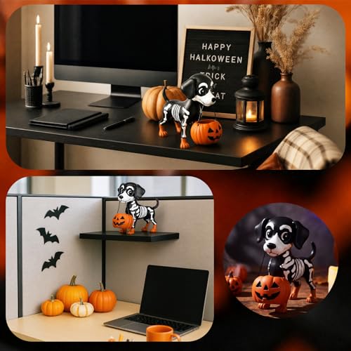 Ghost Dog Halloween Figurine - Cute Resin Spooky Tabletop Decor
