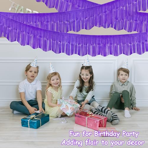 Purple Foil Fringe Garland for Parade Float & Party Decor - 39 Ft, 4 Pack
