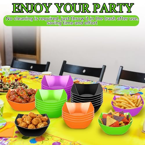 Halloween Plastic Bowls with Food Picks - 8 oz, 100 Pcs, Color Variations