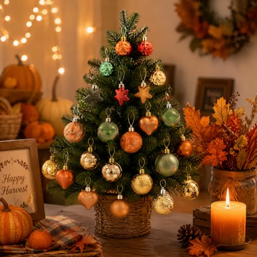 Valery Madelyn 28-Piece Fall & Christmas Tree Ornament Set - Orange & Green Variation