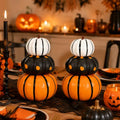 Halloween Pumpkin Decor Set - Black & Orange 11.8 Inch 2-Pack with Variation Helloween