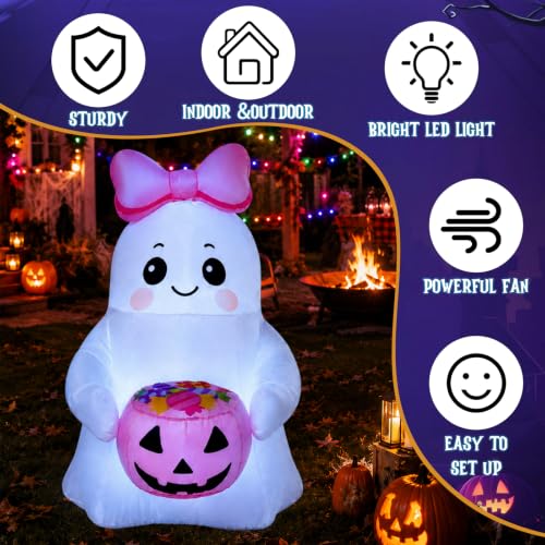 5 FT Pink Halloween Inflatable Ghost Outdoor Yard Decoration