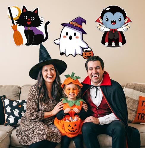 Halloween Cardboard Cutouts Set - Large Spooky Character Decorations, 12 Pcs