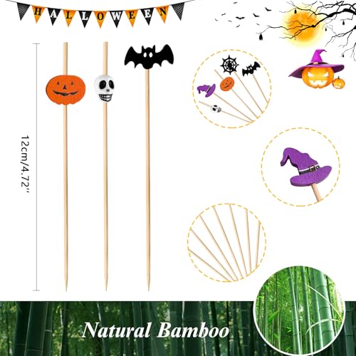 Halloween Ghost Pumpkin Spider Boo Bat Cocktail Picks - 100 Pcs Party Decoration