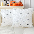 Halloween Ghost Pillow Covers 18x18 Inch Set of 2 - White Faux Fur Decoration