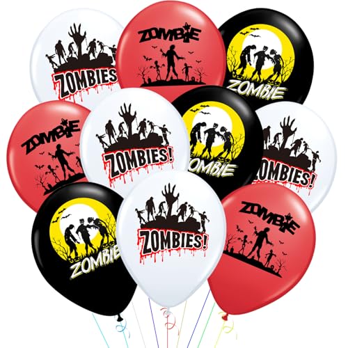 30 Pack Halloween Zombie Balloons - Bloody Zombie Print Latex Decor