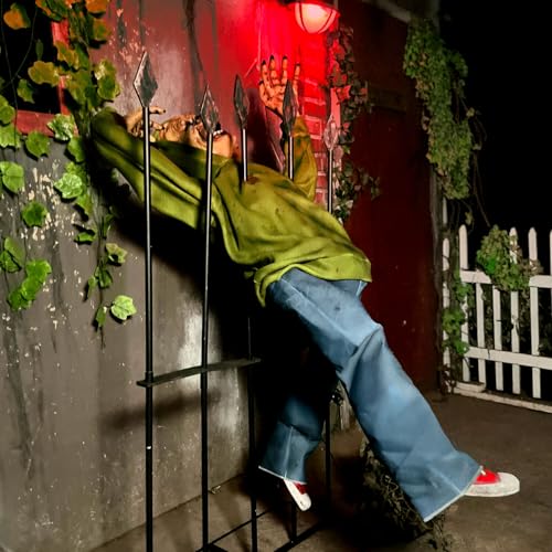 4.4 Ft Impaled Zombie Animatronic - Voice-Activated Halloween Decoration