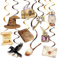 Wizard Hanging Swirl Decorations - Gold & Brown Party Decor for Magic & Halloween Events