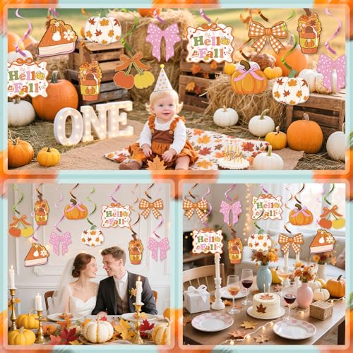Fall Party Decorations Hanging Swirl Ceiling Decor Pumpkin Bows Thanksgiving