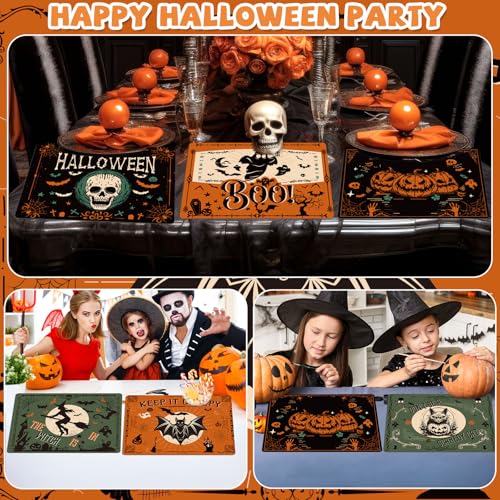 Halloween Gothic Bat Plastic Placemats Set of 6 - Spooky Table Decor